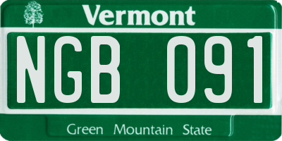 VT license plate NGB091