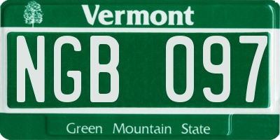 VT license plate NGB097