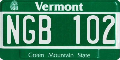 VT license plate NGB102