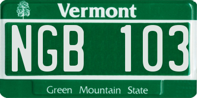 VT license plate NGB103