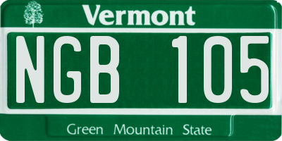 VT license plate NGB105