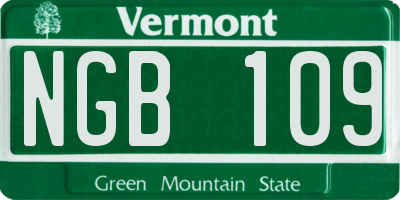 VT license plate NGB109