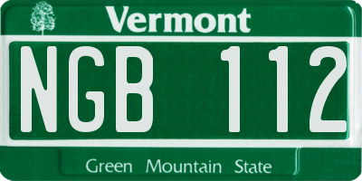 VT license plate NGB112