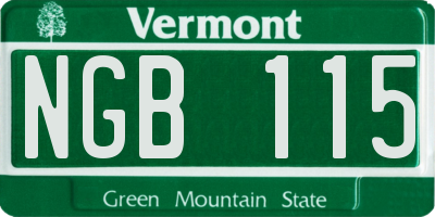 VT license plate NGB115
