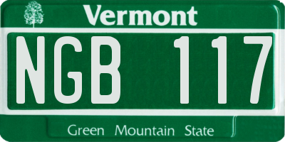 VT license plate NGB117