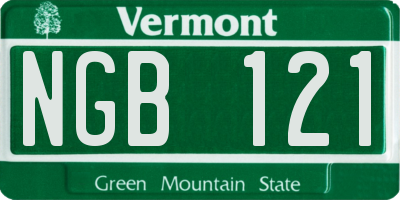 VT license plate NGB121