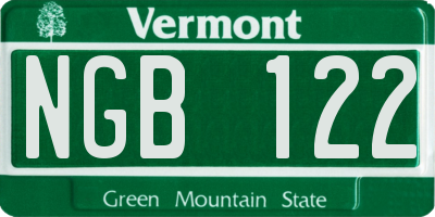 VT license plate NGB122
