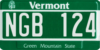 VT license plate NGB124