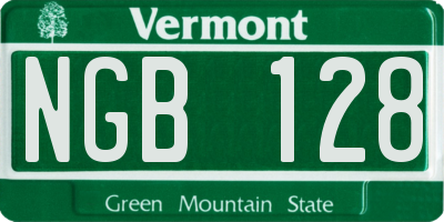 VT license plate NGB128