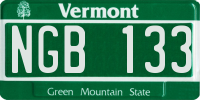 VT license plate NGB133