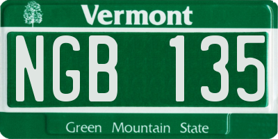 VT license plate NGB135