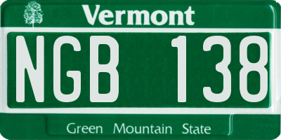 VT license plate NGB138
