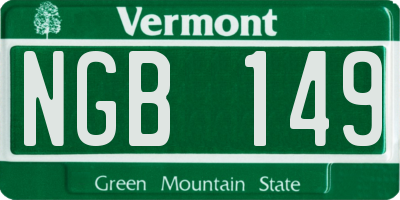 VT license plate NGB149