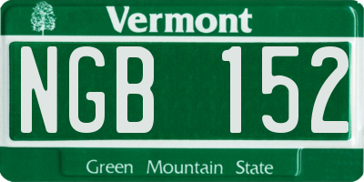 VT license plate NGB152