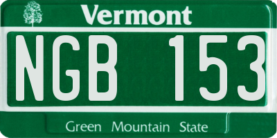 VT license plate NGB153