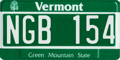 VT license plate NGB154