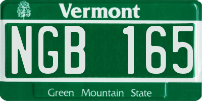 VT license plate NGB165