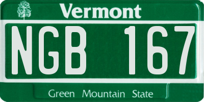 VT license plate NGB167
