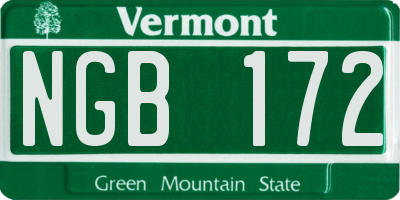 VT license plate NGB172