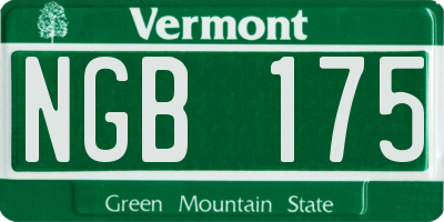 VT license plate NGB175