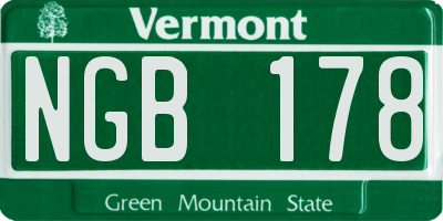 VT license plate NGB178