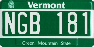VT license plate NGB181