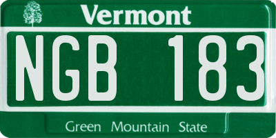 VT license plate NGB183