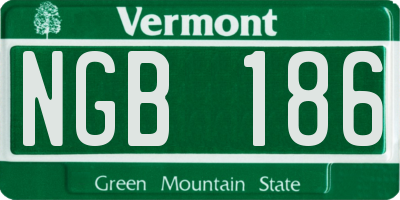 VT license plate NGB186