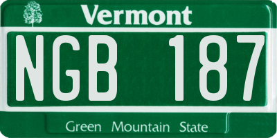 VT license plate NGB187