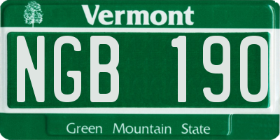 VT license plate NGB190
