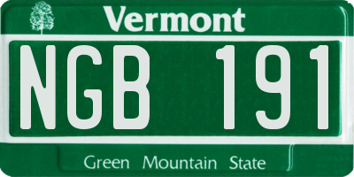 VT license plate NGB191