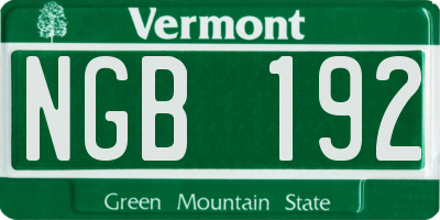 VT license plate NGB192