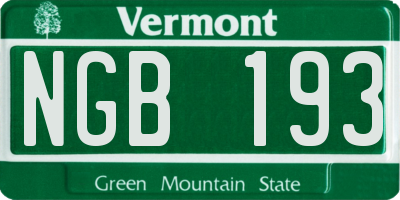 VT license plate NGB193