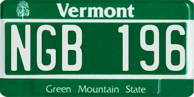 VT license plate NGB196