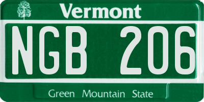 VT license plate NGB206
