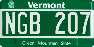 VT license plate NGB207