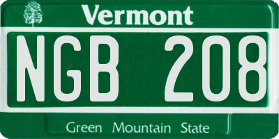 VT license plate NGB208