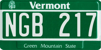 VT license plate NGB217