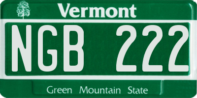 VT license plate NGB222