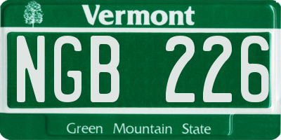 VT license plate NGB226
