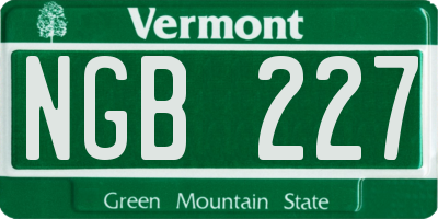 VT license plate NGB227