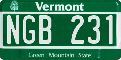VT license plate NGB231