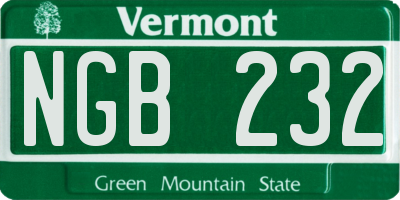 VT license plate NGB232