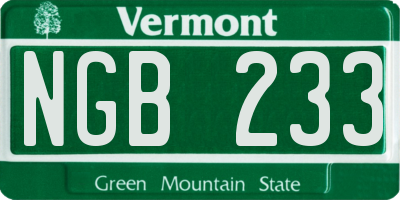 VT license plate NGB233