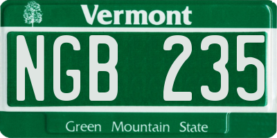 VT license plate NGB235