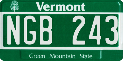 VT license plate NGB243