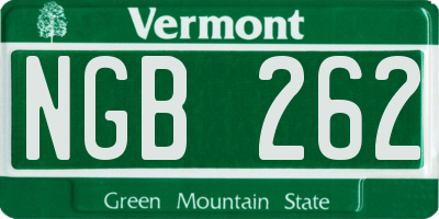 VT license plate NGB262