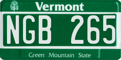 VT license plate NGB265