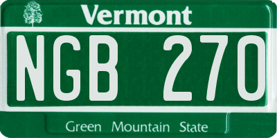 VT license plate NGB270