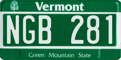 VT license plate NGB281